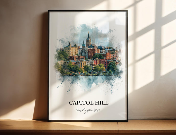 Capitol Hill, Washington DC – Watercolor Art Print