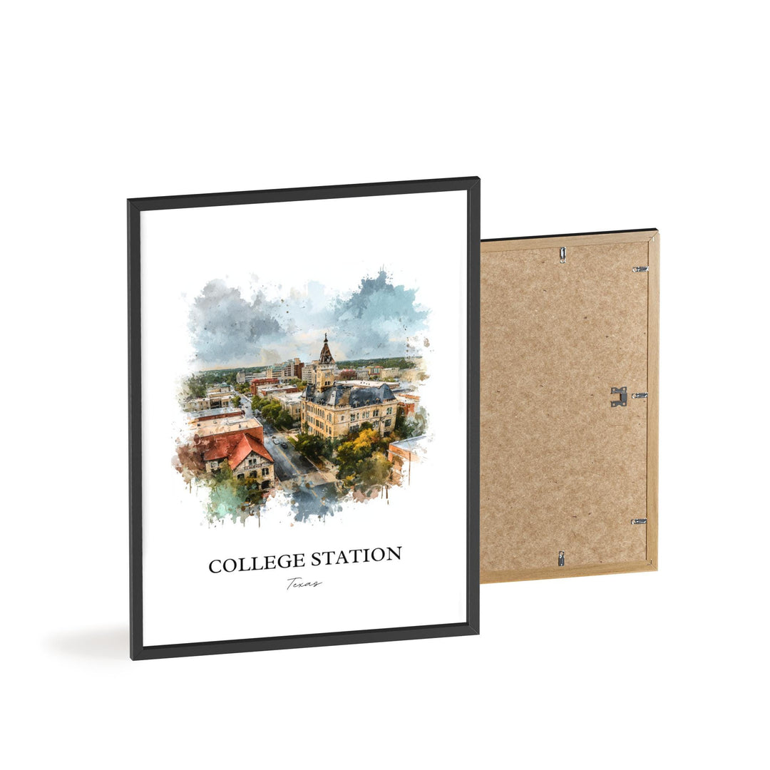 College Station, Texas – Watercolor Art Print