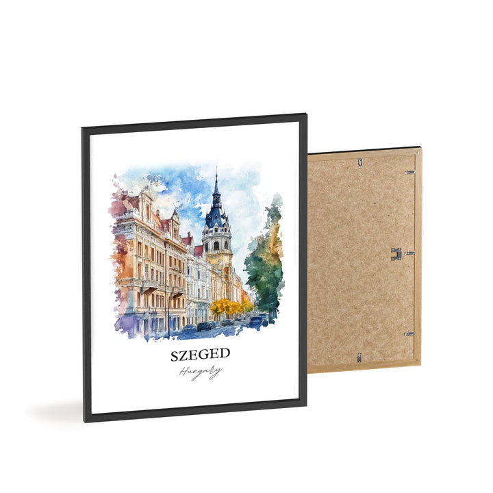 Szeged Wall Art, Csongrád-Csanád Print, Hungary Watercolor Art, Szeged Hungary Gift, Travel Print, Travel Poster, Housewarming Gift