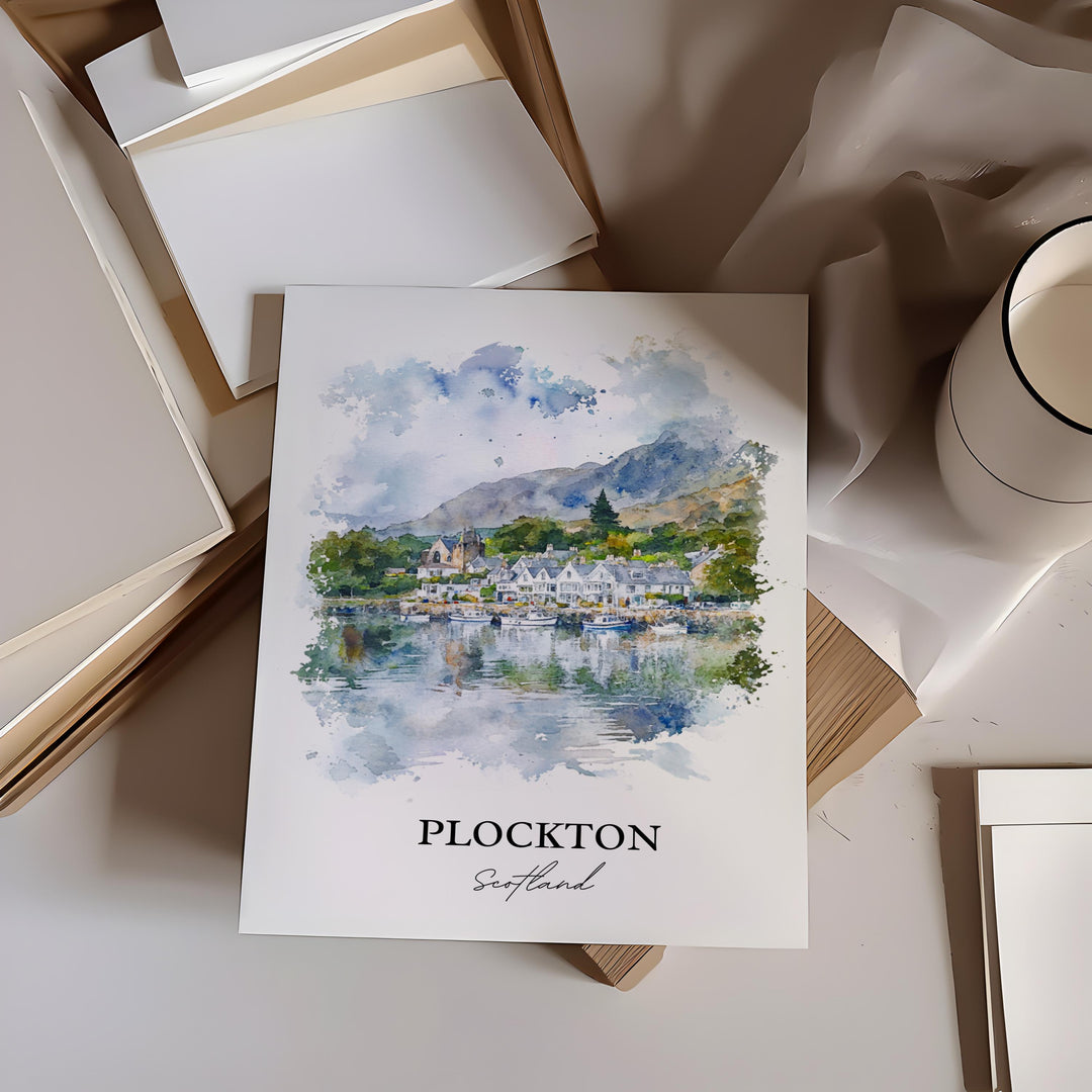 Plockton Wall Art, Plockton Scotland Print, Scotland Watercolor Art, Plockton Gift, Travel Print, Travel Poster, Housewarming Gift