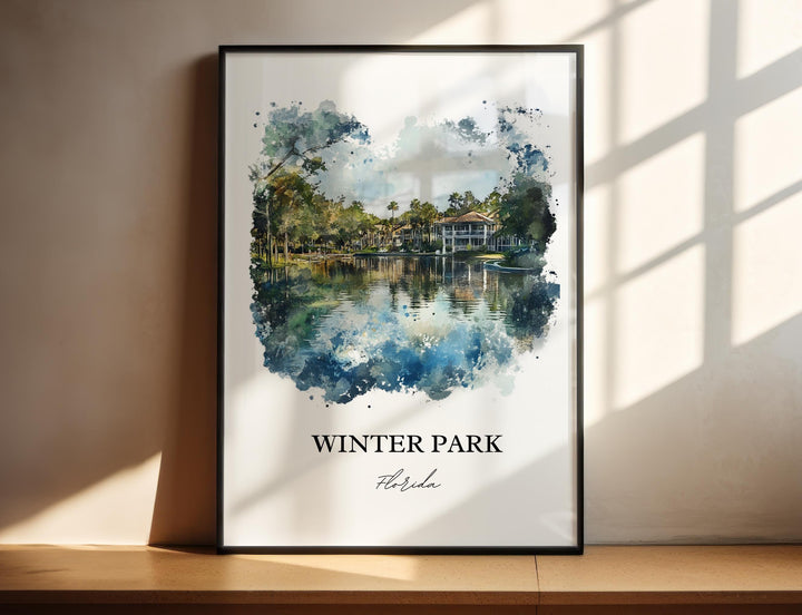 Winter Park FL Wall Art, Orlando Print, Winter Park FL Watercolor Art, Winter Park Gift, Travel Print, Travel Poster, Housewarming Gift