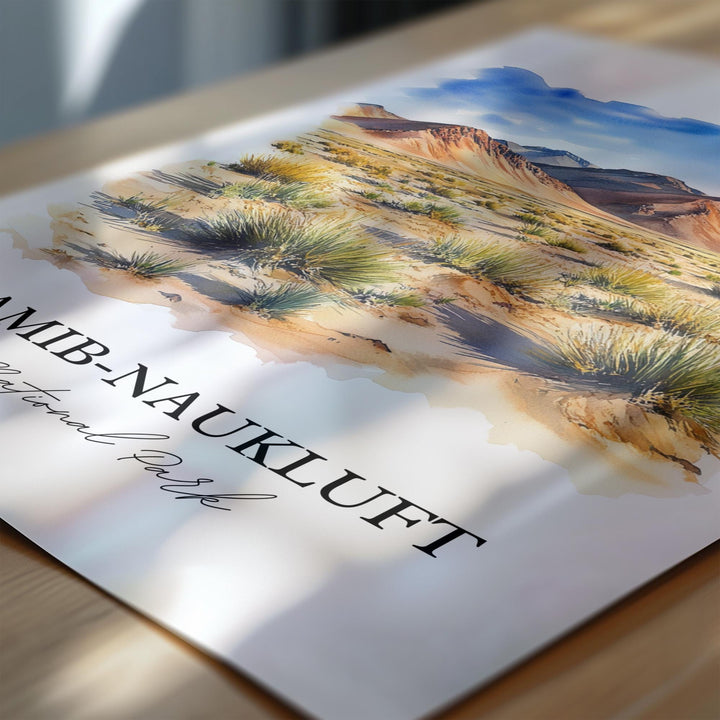 Namib-Naukluft National Park Art, Namibia Print, Namibia Watercolor Art, Namib-Naukluft Gift, Travel Print, Travel Poster, Housewarming Gift