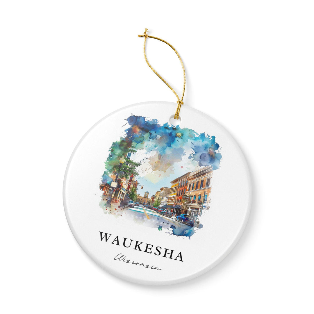 Waukesha Ornament: Unique Waukesha WI Souvenir, Waukesha Wisconsin Xmas Decor, and Authentic Wisconsin Gift