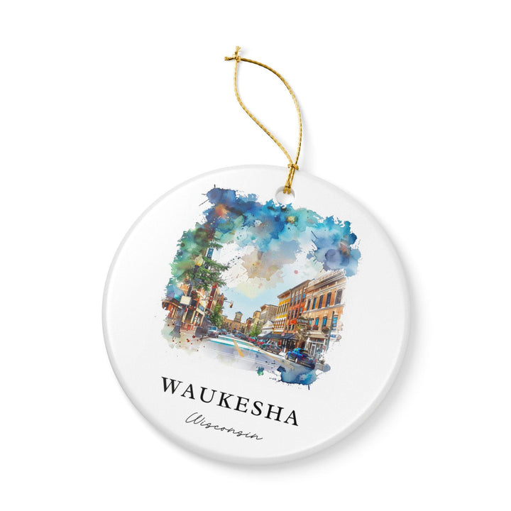 Waukesha Ornament: Unique Waukesha WI Souvenir, Waukesha Wisconsin Xmas Decor, and Authentic Wisconsin Gift