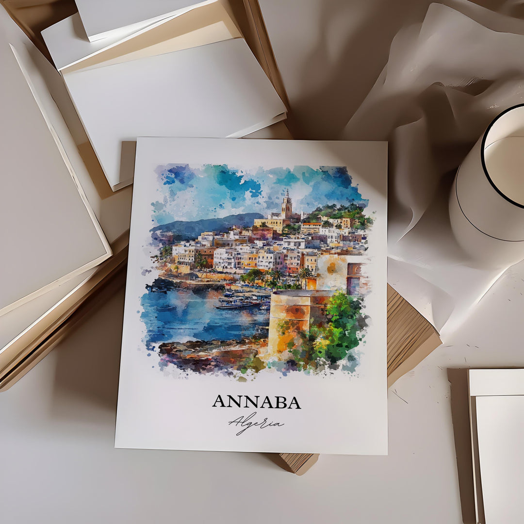Annaba Algeria Wall Art, Annaba Print, Algeria Watercolor Art, Annaba Algeria Gift, Travel Print, Travel Poster, Housewarming Gift