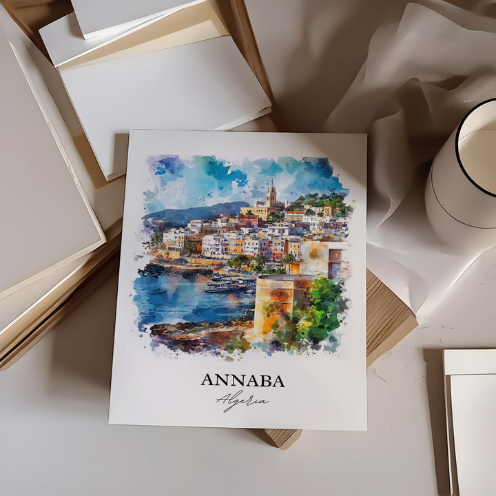 Annaba Algeria Wall Art, Annaba Print, Algeria Watercolor Art, Annaba Algeria Gift, Travel Print, Travel Poster, Housewarming Gift