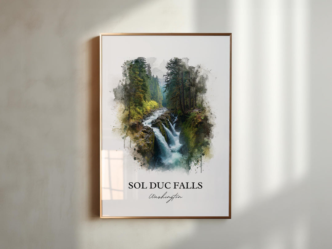 Sol Duc Falls Art, Olympic National Park Print, Washington State Artwork, Sol Duc Falls Gift, Travel Print, Travel Poster, Housewarming Gift