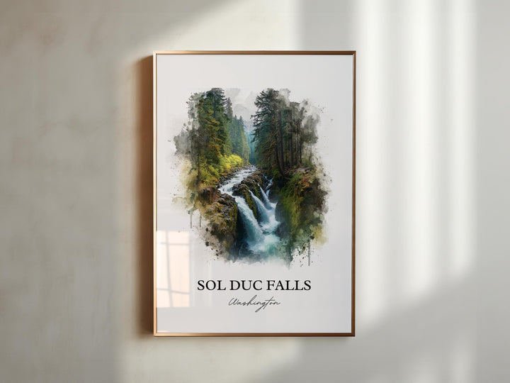 Sol Duc Falls Art, Olympic National Park Print, Washington State Artwork, Sol Duc Falls Gift, Travel Print, Travel Poster, Housewarming Gift