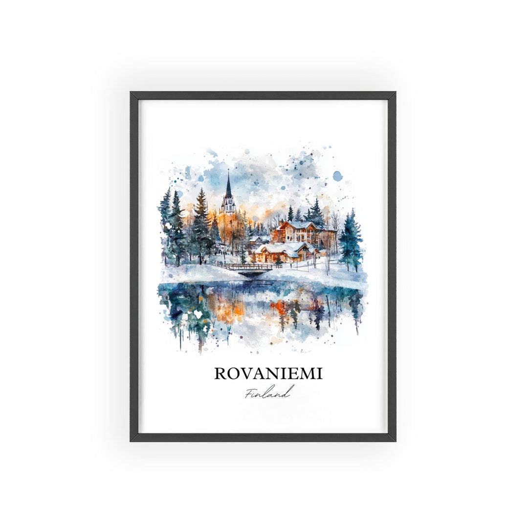 Rovaniemi Wall Art, Lapland Print, Finland Watercolor Art, Rovaniemi Gift, Travel Print, Travel Poster, Housewarming Gift
