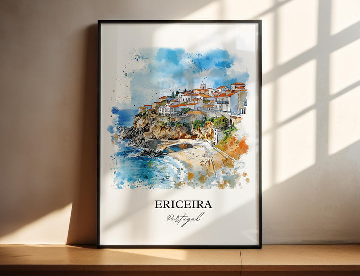 Ericeira Wall Art, Lisbon Print, Portugal Watercolor Art, Ericeira Gift, Travel Print, Travel Poster, Housewarming Gift