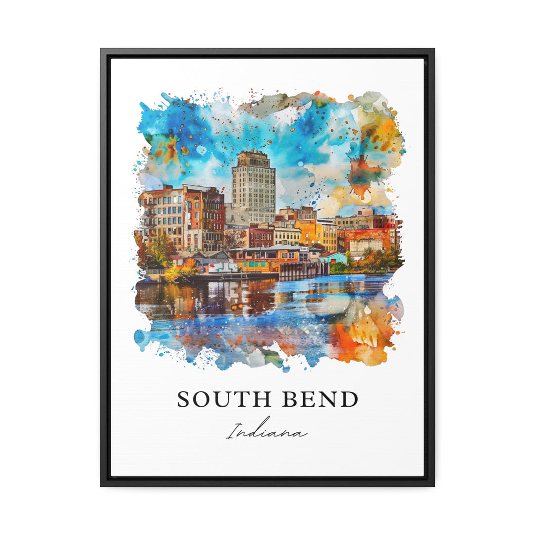 South Bend IN Wall Art, South Bend Print, South Bend Watercolor, Notre Dame South Bend Gift,