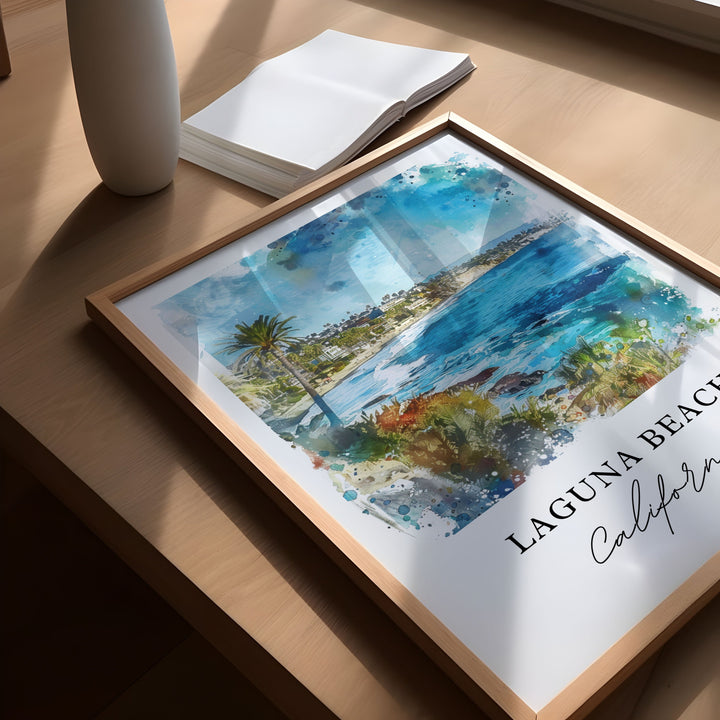 Laguna Beach Wall Art, Laguna Beach Print, Laguna Beach Watercolor, Laguna Beach CA Gift,