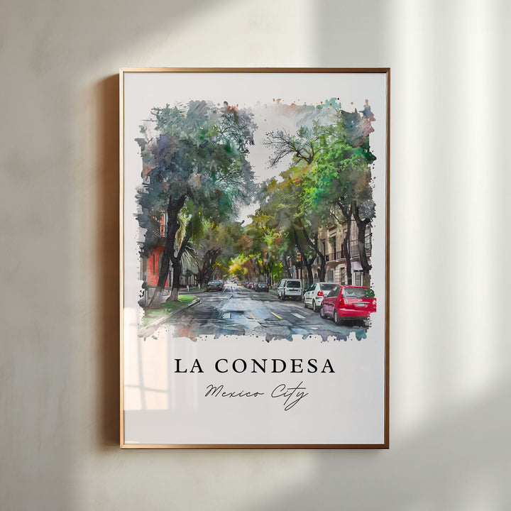 La Condesa CDMX Wall Art, CDMX Print, Mexico City Watercolor Artwork, Condesa Gift,