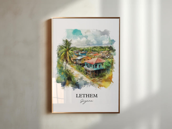 Lethem Guyana Wall Art, Guyana Print, Guyana Watercolor Art, Lethem Guyana Gift, Travel Print, Travel Poster, Housewarming Gift