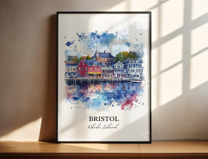 Bristol RI Wall Art, Bristol RI Print, Rhode Island Watercolor Art, Bristol RI Gift, Travel Print, Travel Poster, Housewarming Gift