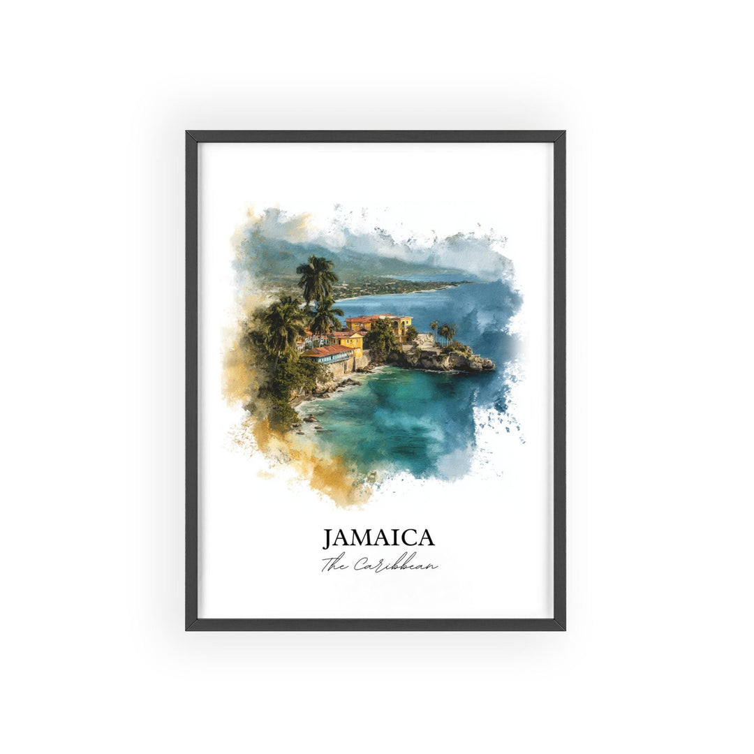 Jamaica Wall Art, Jamaica Print, Caribbean Watercolor Art, Jamaica Gift, Travel Print, Travel Poster, Housewarming Gift
