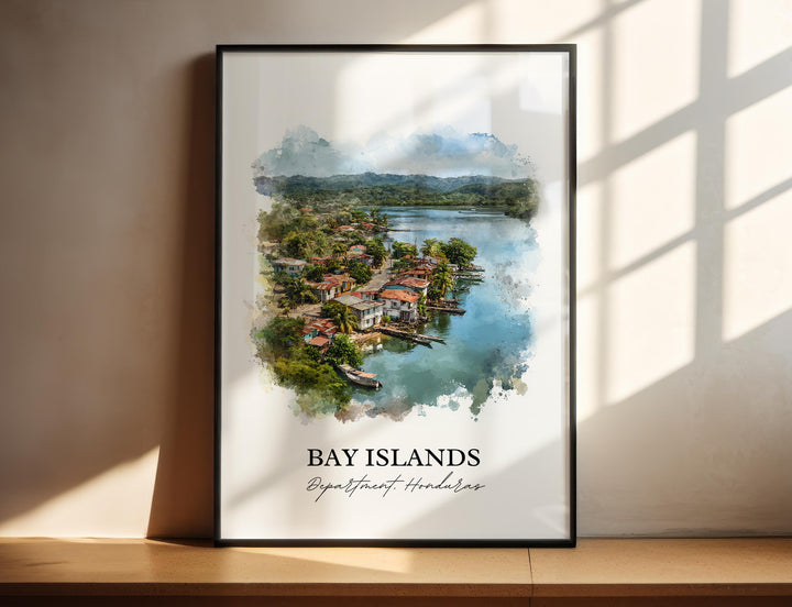 Bay Islands Honduras Wall Art, Bay Islands Print, Honduras Watercolor Art, Honduras Gift, Honduras Print, Travel Poster, Housewarming Gift
