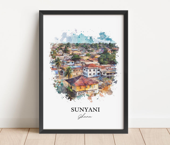 Sunyani Ghana Wall Art, Ghana Print, Ghana Watercolor Art, Sunyani Ghana Gift, Travel Print, Travel Poster, Housewarming Gift