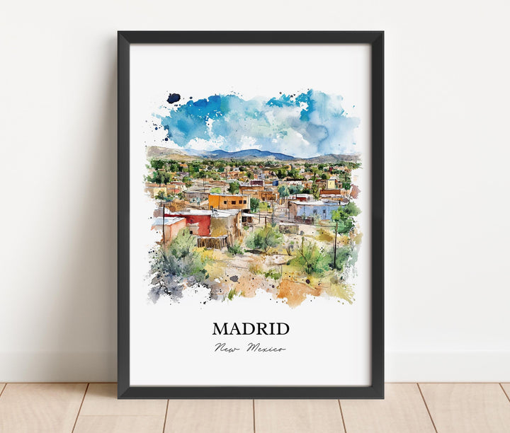 Madrid NM Wall Art, Santa Fe Print, New Mexico Watercolor Art, Madrid New Mexico Gift, Travel Print, Travel Poster, Housewarming Gift