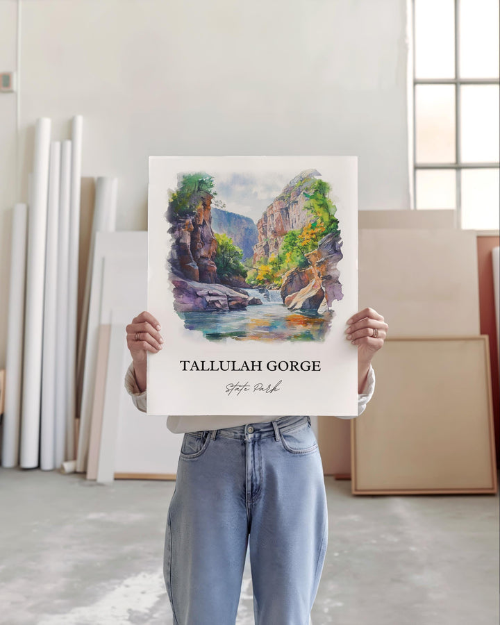Tallulah Gorge, Georgia, USA – Watercolor Art Print
