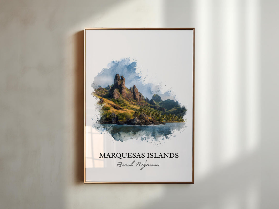 Marquesas Islands Art, Polynesia Print, French Polynesia Artwork, Marquesas Islands Gift, Travel Print, Travel Poster, Housewarming Gift