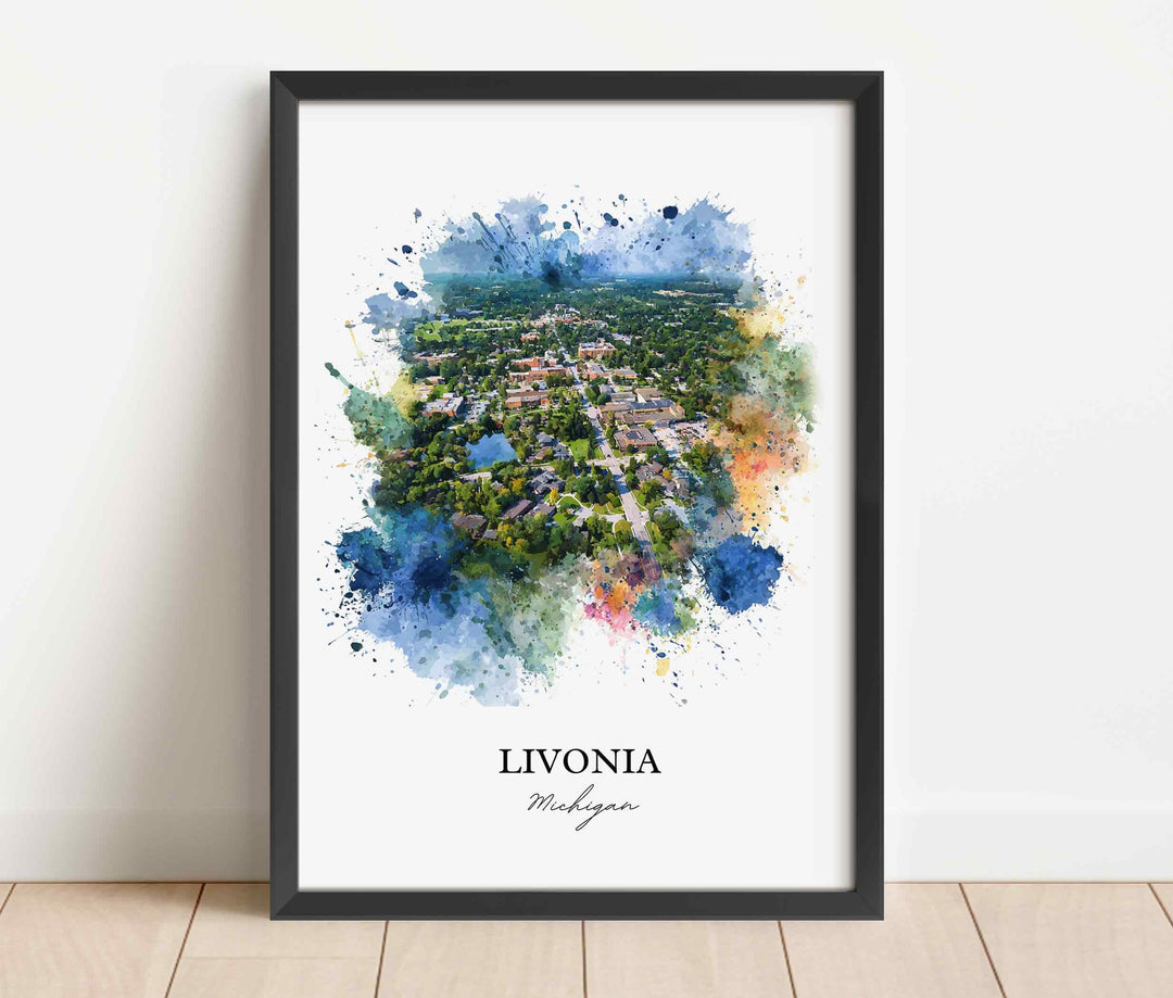 Livonia, Michigan – Watercolor Art Print