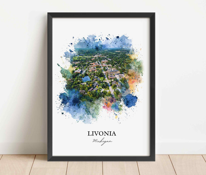 Livonia, Michigan – Watercolor Art Print