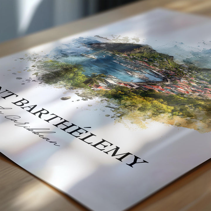 St. Barts Wall Art, St. Barts Print, St. Barts Watercolor Art, Caribbean Gift, Travel Print, Travel Poster, Housewarming Gift