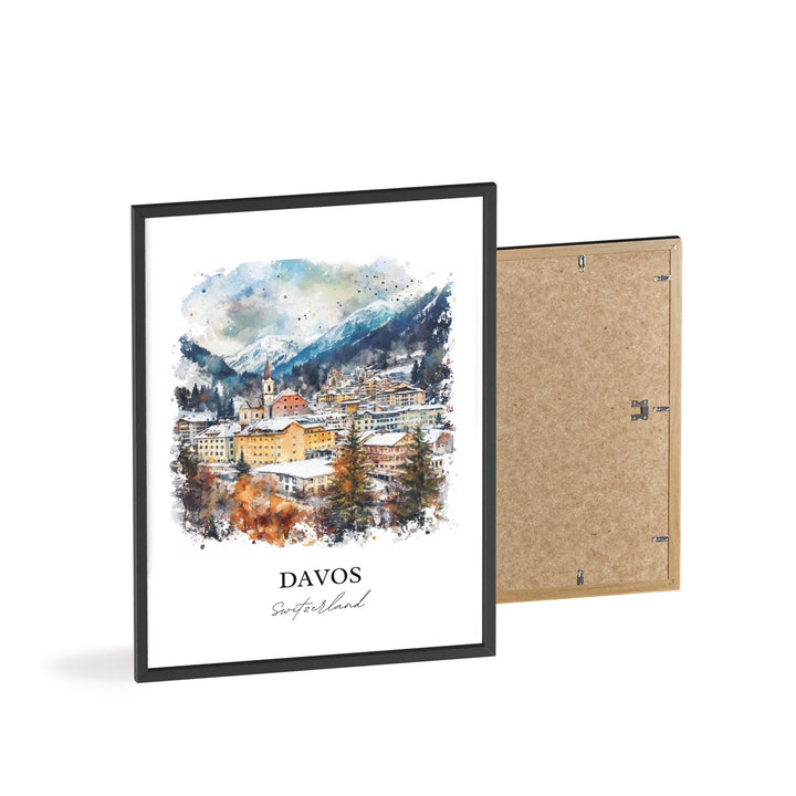 Davos Travel Print Wall Art Davos Wall Hanging Home Décor Davos Gift Art Lovers Switzerland Art Lover Gift Davos Poster