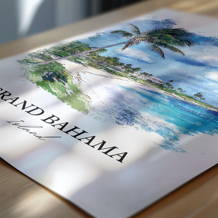 Grand Bahama Island Art, Bahamas Print, Bahamas Watercolor Art, Grand Bahama Island Gift, Travel Print, Travel Poster, Housewarming Gift