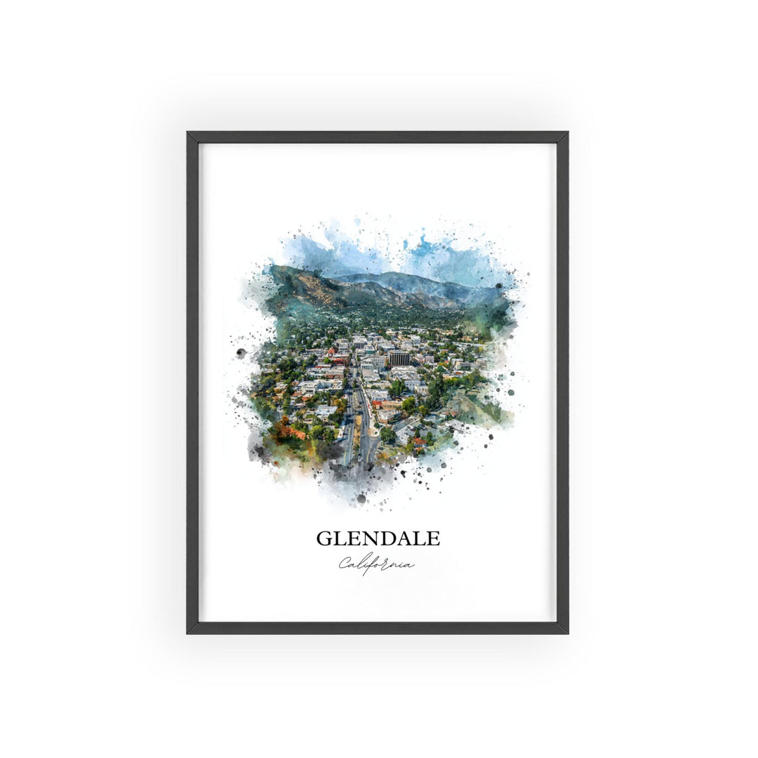 Glendale, California Wall Art, Glendale Print, California Watercolor Art, Los Angeles Gift, Travel Print, Travel Poster, Housewarming Gift