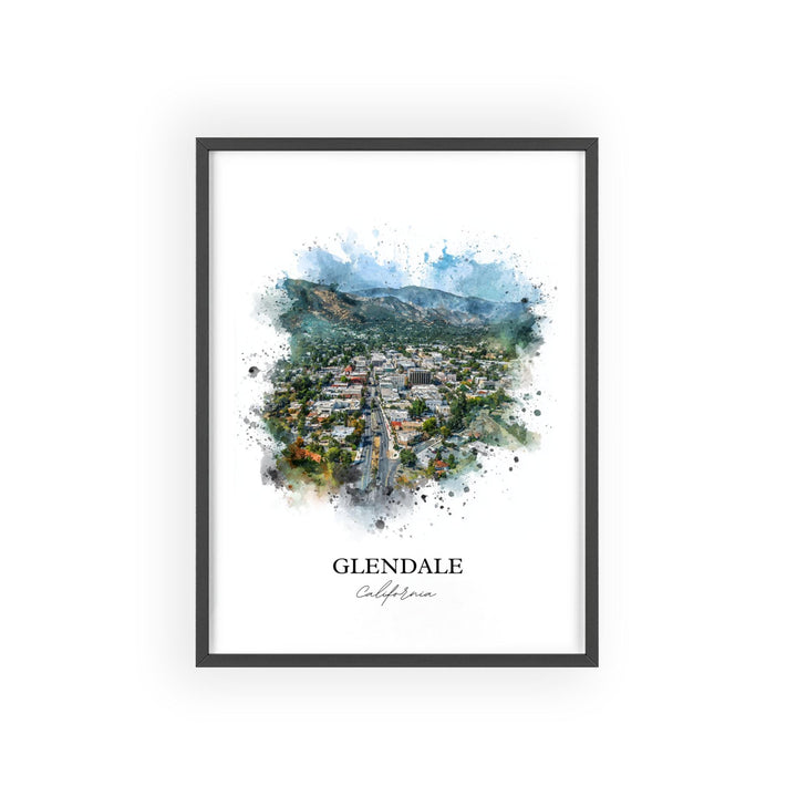 Glendale, California Wall Art, Glendale Print, California Watercolor Art, Los Angeles Gift, Travel Print, Travel Poster, Housewarming Gift