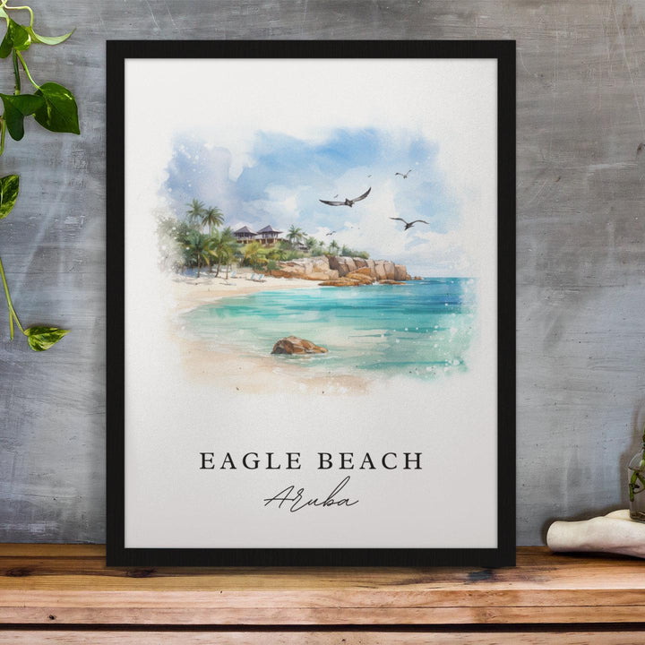 Eagle Beach Aruba wall art - Aruba, Eagle Beach poster, Eagle Beach Wedding gift, Birthday present, Custom Text, Personalized Gift