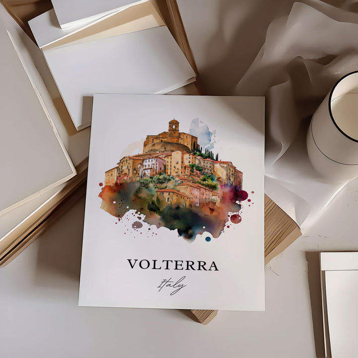 Volterra Italy wall art - Italy, Volterra poster, Volterra gift, Volterra Italia Birthday present, Custom Text, Personalised Gift