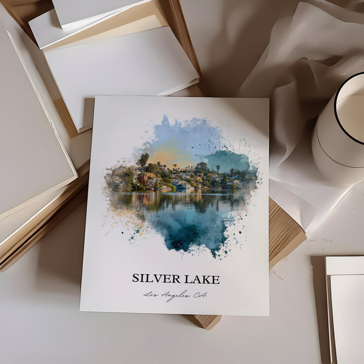 Silver Lake, California – Watercolor Art Print