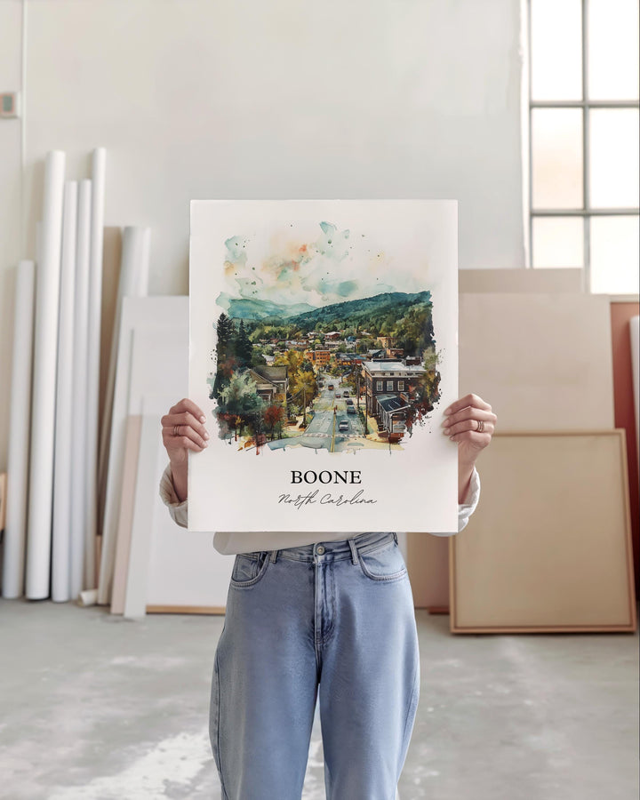 Boone NC Wall Art, Watauga County Print, North Carolina Watercolor Art, Boone NC Gift, Travel Print, Travel Poster, Housewarming Gift