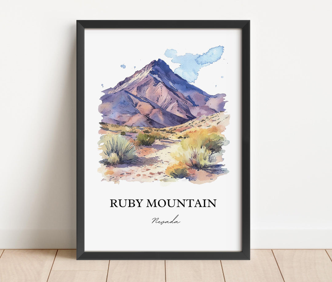 Ruby Mountains NV Wall Art, Elko County Print, Nevada Watercolor Art, Ruby Mountains Gift, Travel Print, Travel Poster, Housewarming Gift