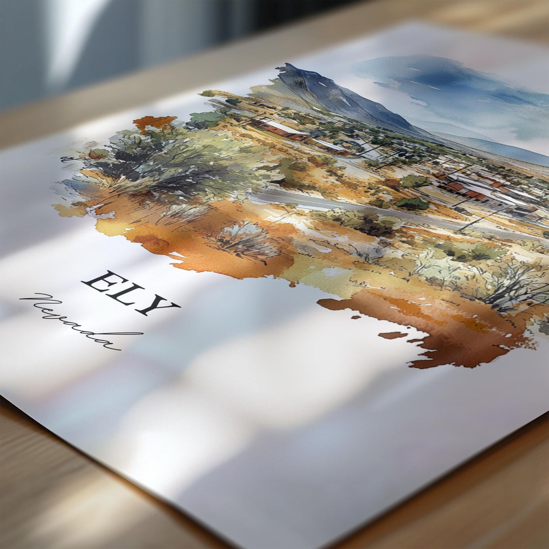 Ely Nevada Wall Art, Ely NV Print, Nevada Watercolor Art, White Pine County Nevada Gift, Travel Print, Travel Poster, Housewarming Gift