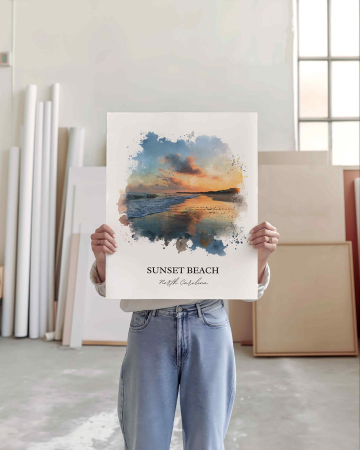 Sunset Beach, North Carolina – Watercolor Art Print