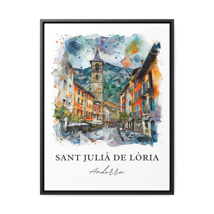 Sant Julià de Lòria Wall Art, Sant Julià de Lòria Print, Andorra Watercolor, Andorra Gift,