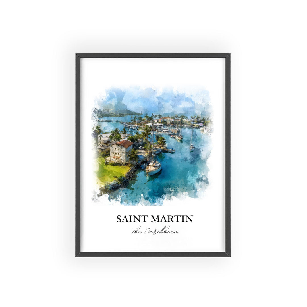 Saint Martin Wall Art, Saint Martin Print, St. Martin Watercolor Art, Caribbean Islands Gift, Travel Print, Travel Poster, Housewarming Gift