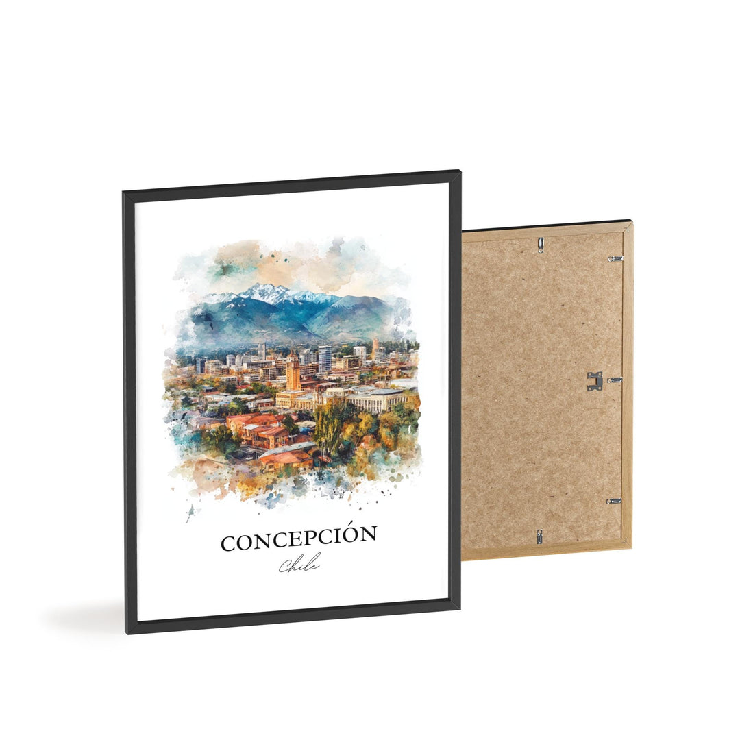 Concepción Chile Wall Art, Chile Travel Print, Chile Watercolor Art, Concepción Gift, Travel Print, Travel Poster, Housewarming Gift
