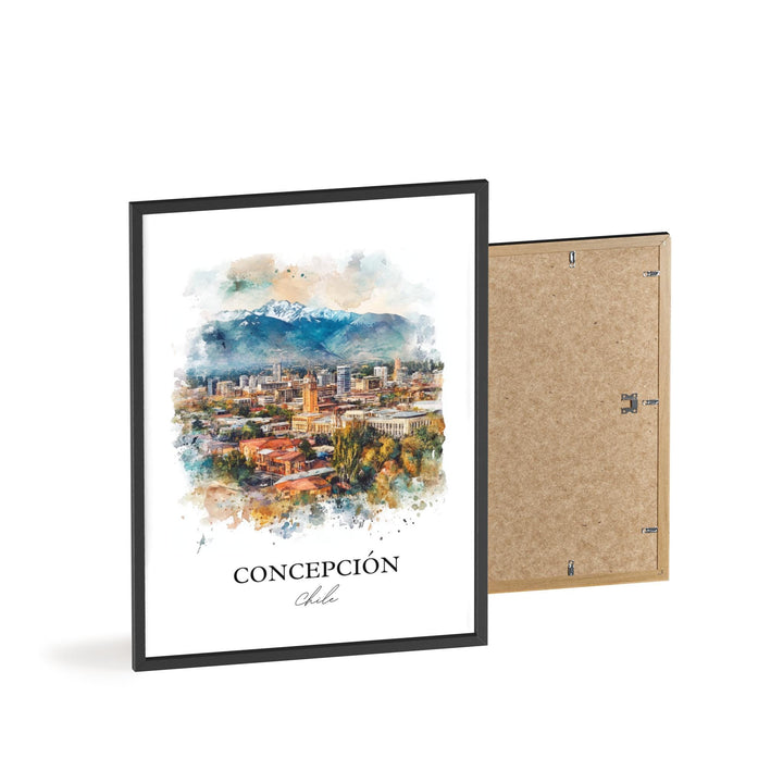 Concepción Chile Wall Art, Chile Travel Print, Chile Watercolor Art, Concepción Gift, Travel Print, Travel Poster, Housewarming Gift
