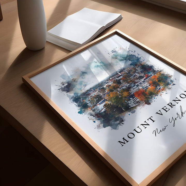 Mount Vernon NY wall art - New York, Mount Vernon print, Mt Vernon Wedding gift, Birthday present, Custom Text, Perfect Gift