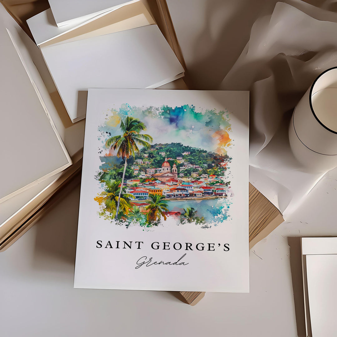 Saint George's Grenada wall art - Grenada, St. George's print, Grenada Wedding gift, Birthday present, Custom Text, Perfect Gift