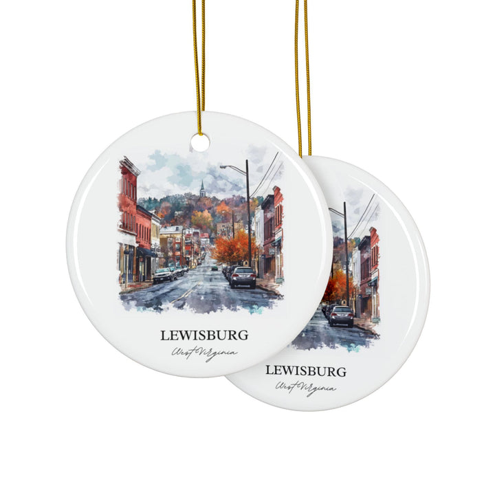 Lewisburg WV Ornament: Unique Lewisburg Souvenir, Lewisburg Xmas Decor, and Authentic West Virginia Gift
