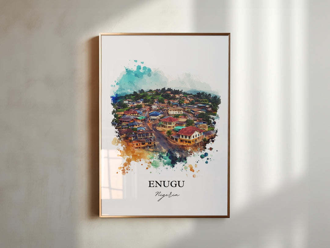 Enugu Nigeria Wall Art, Nigeria Print, Nigeria Watercolor Art, Enugu Nigeria Gift, Travel Print, Travel Poster, Housewarming Gift