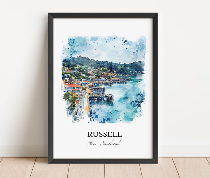 Russell New Zealand Wall Art, Kororareka Print, New Zealand Artwork, Russell NZ Gift, Travel Print, Travel Poster, Housewarming Gift