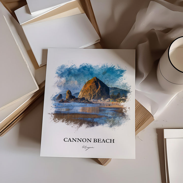 Cannon Beach, Oregon – Watercolor Art Print