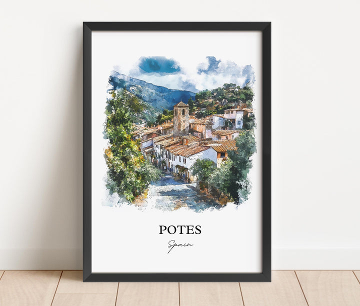 Potes Spain Wall Art, Cantabria Print, Spain Watercolor Art, Potes Spain Gift, Travel Print, Travel Poster, Housewarming Gift